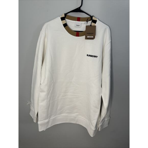 BURBERRY★素敵！Jarrad Icon Stripe Collar Sweatshirt BURBERRY JARRAD BLACK COTTON ICON STRIPE COLLAR RED LOGO